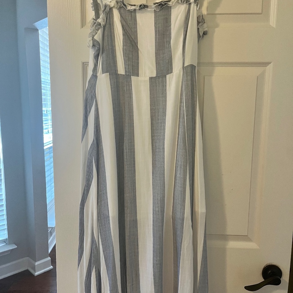 Blue and White Striped Dress